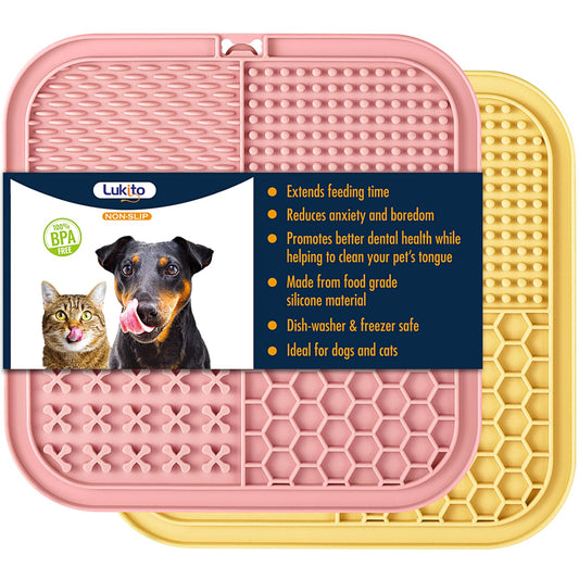 Lick Mat for Dogs (& Cats) 2 Pack with Suction Cups