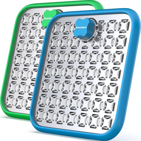 2 Pack Stainless Steel Lick Mat or Slow Feeder Mat for Boredom & Anxiety Reduction, Crate Lick Mat, Bathing Grooming, Slow Feeding, for Large Breed Dogs and Cats