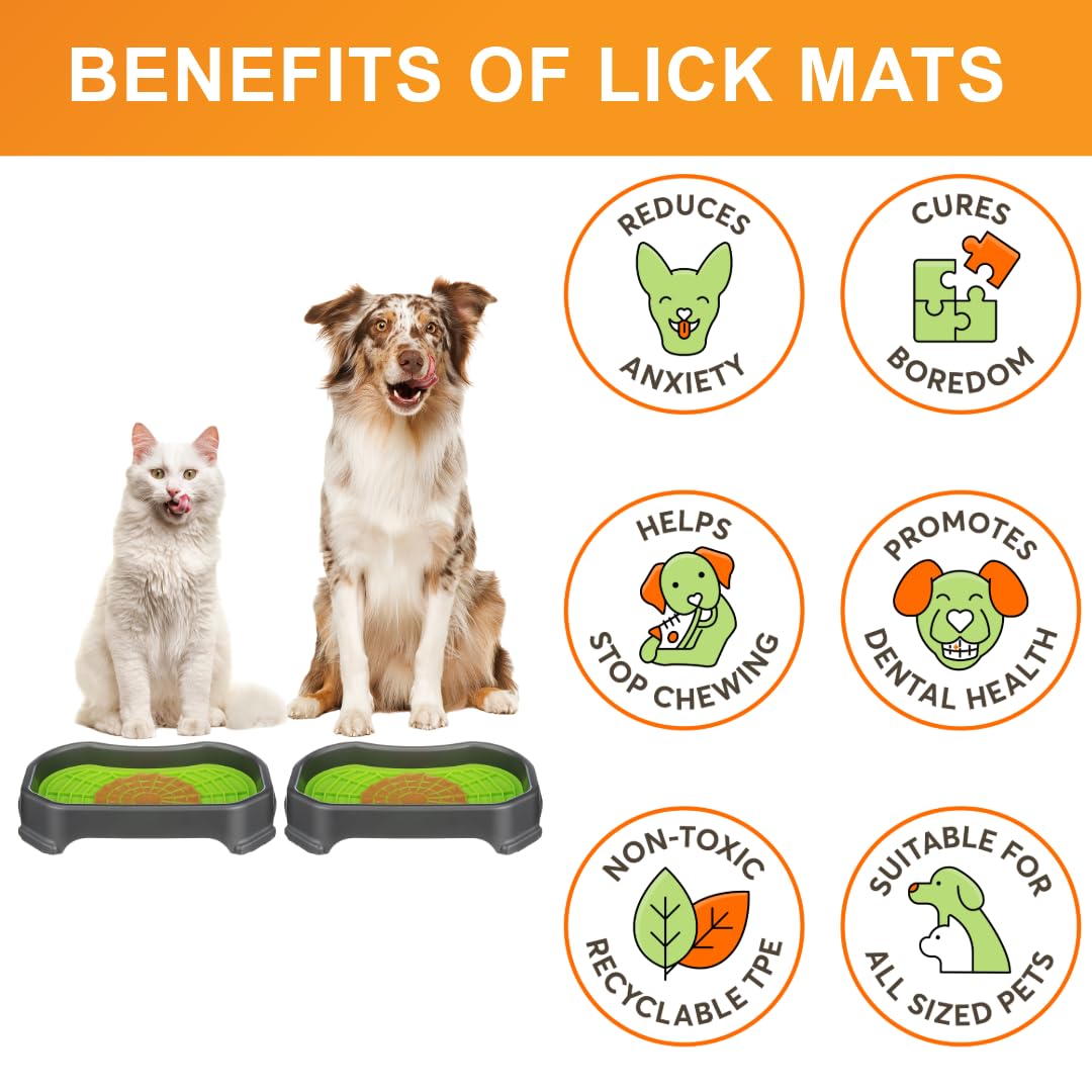 Dog Interactive Treat Licking Mat with Mess-Proof Tray (Purple & Green/Gunmetal)