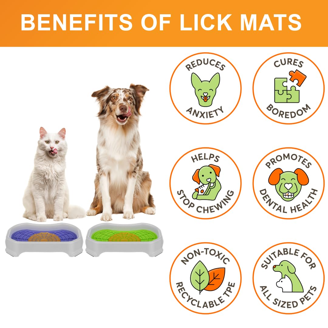 Dog Interactive Treat Licking Mat with Mess-Proof Tray (Purple & Green/Gunmetal)