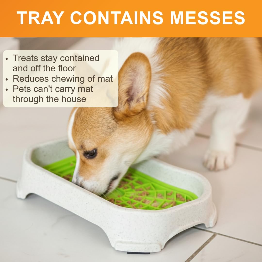 Dog Interactive Treat Licking Mat with Mess-Proof Tray (Purple & Green/Gunmetal)