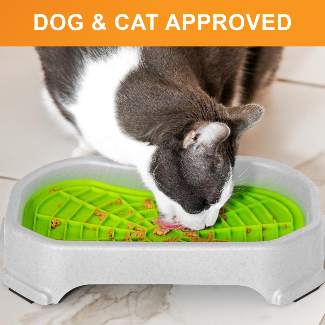 Dog Interactive Treat Licking Mat with Mess-Proof Tray (Purple & Green/Gunmetal)