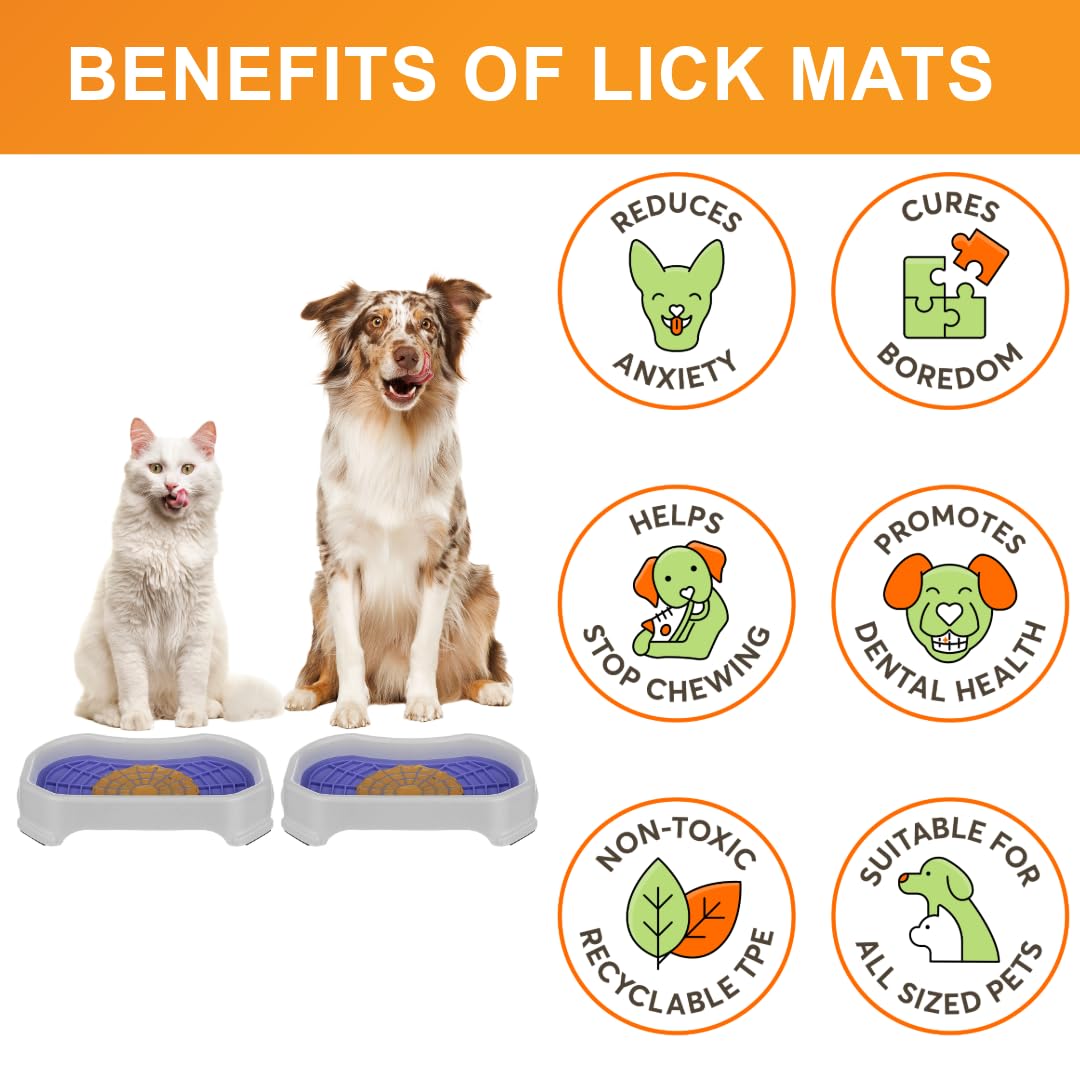 Dog Interactive Treat Licking Mat with Mess-Proof Tray (Purple & Green/Gunmetal)