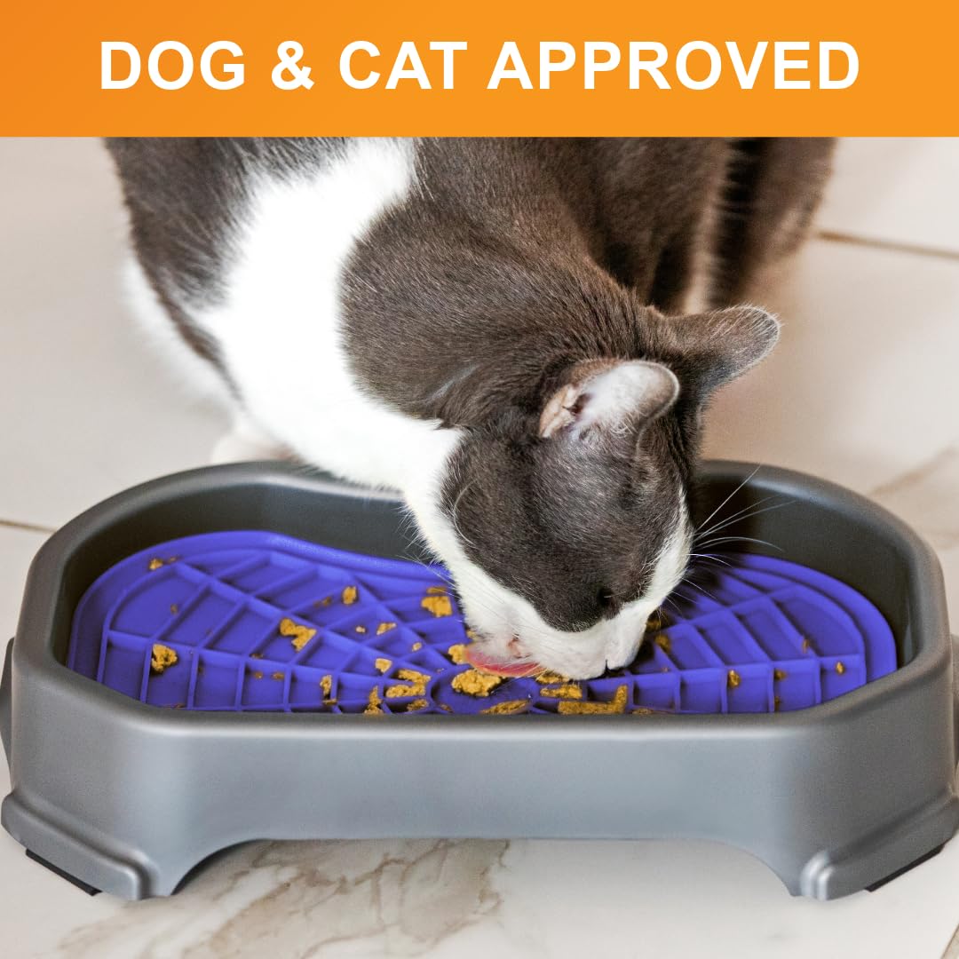 Dog Interactive Treat Licking Mat with Mess-Proof Tray (Purple & Green/Gunmetal)