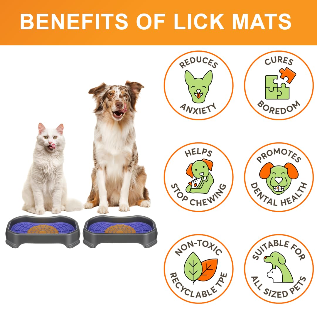 Dog Interactive Treat Licking Mat with Mess-Proof Tray (Purple & Green/Gunmetal)