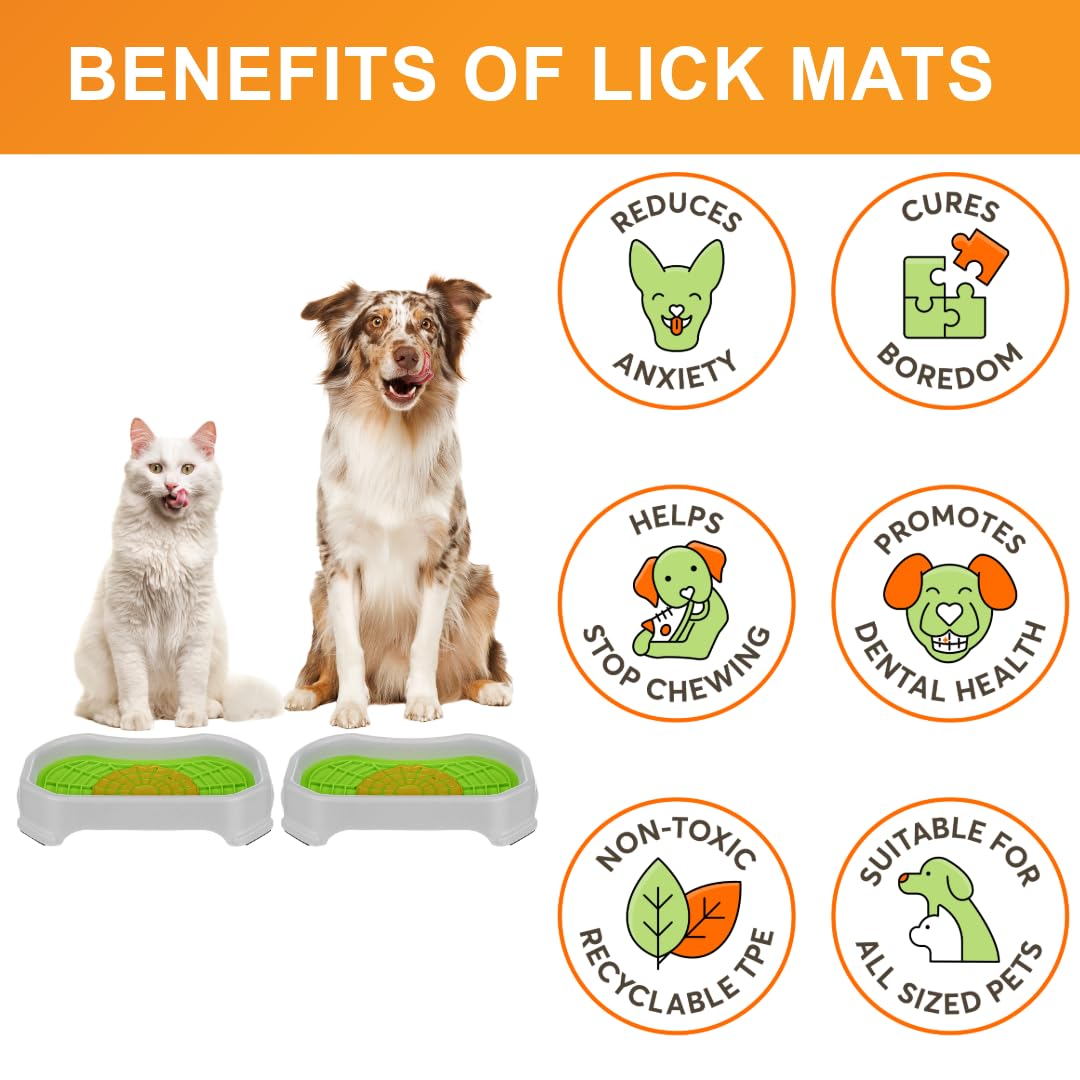 Dog Interactive Treat Licking Mat with Mess-Proof Tray (Purple & Green/Gunmetal)
