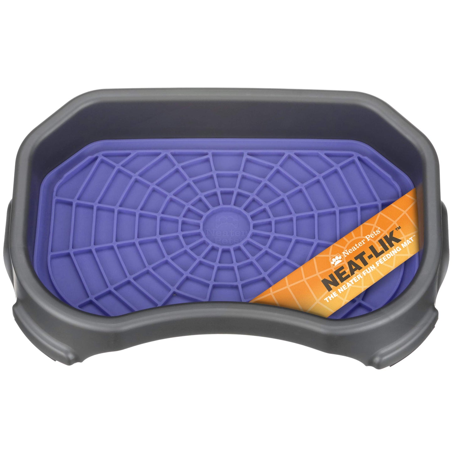 Dog Interactive Treat Licking Mat with Mess-Proof Tray (Purple & Green/Gunmetal)
