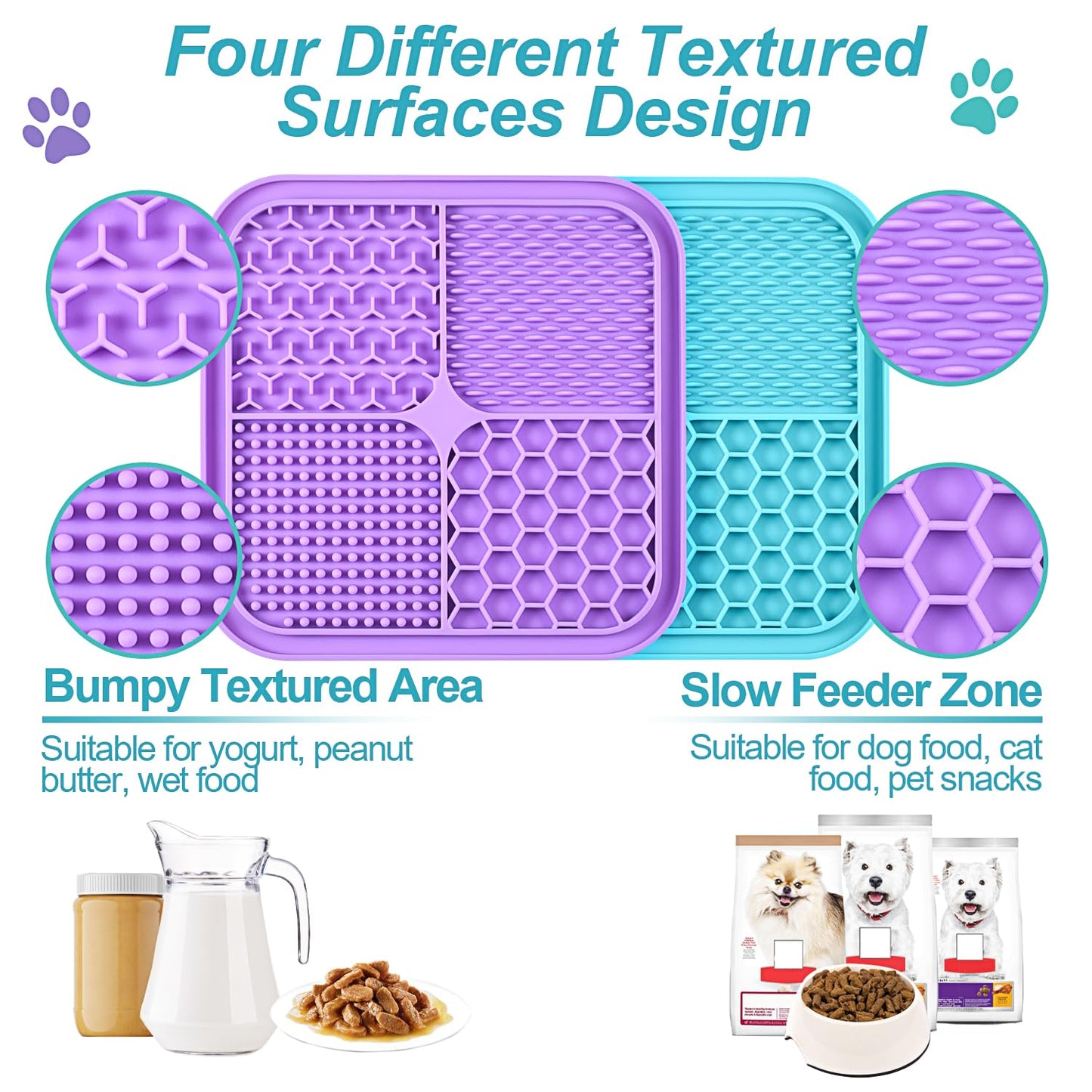 Lick Mat for Dogs (& Cats) 2 Pack with Suction Cups