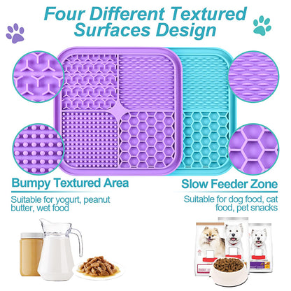 Lick Mat for Dogs (& Cats) 2 Pack with Suction Cups