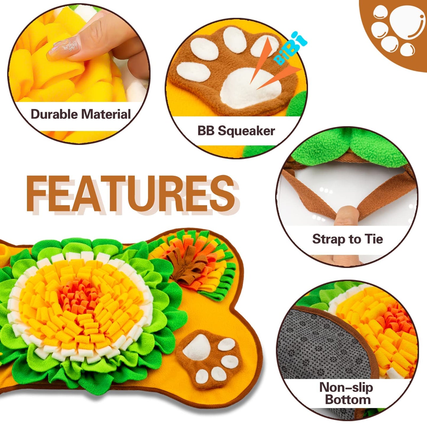 Interactive Puzzle Snuffle Mat & Silicone Lick Mat for Dogs Set. Enrichment Treat Mat & Slow Feeder Toy for Foraging (Orange Snuffle & Lick Combo)