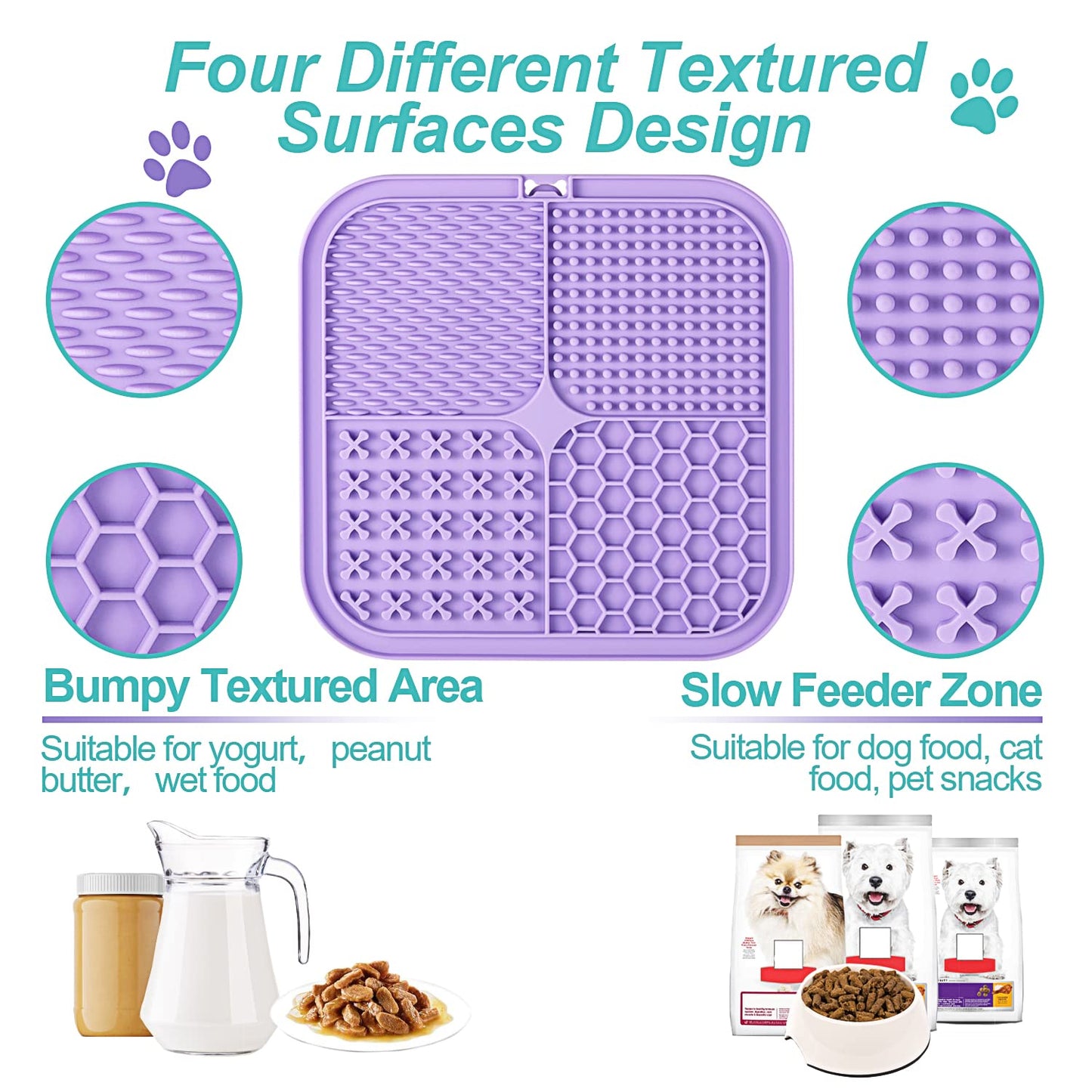 Lick Mat for Dogs (& Cats) 2 Pack with Suction Cups