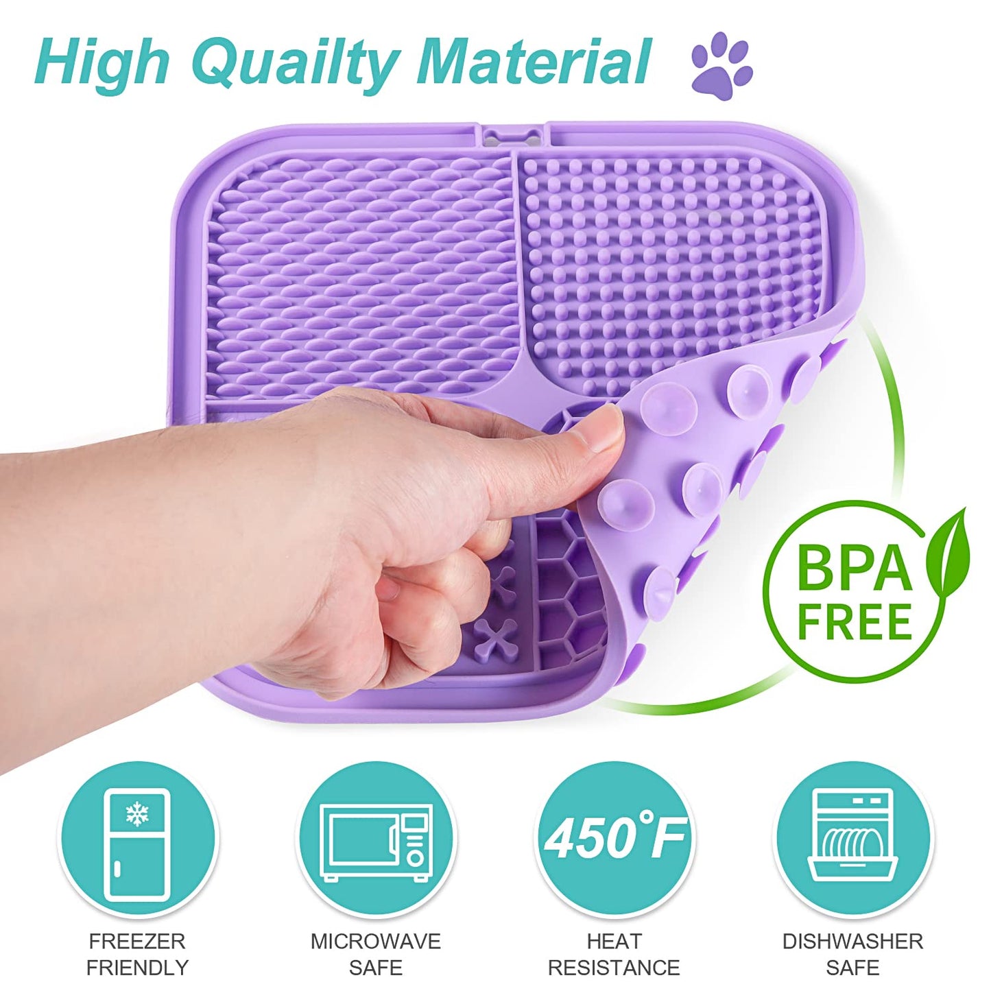 Lick Mat for Dogs (& Cats) 2 Pack with Suction Cups