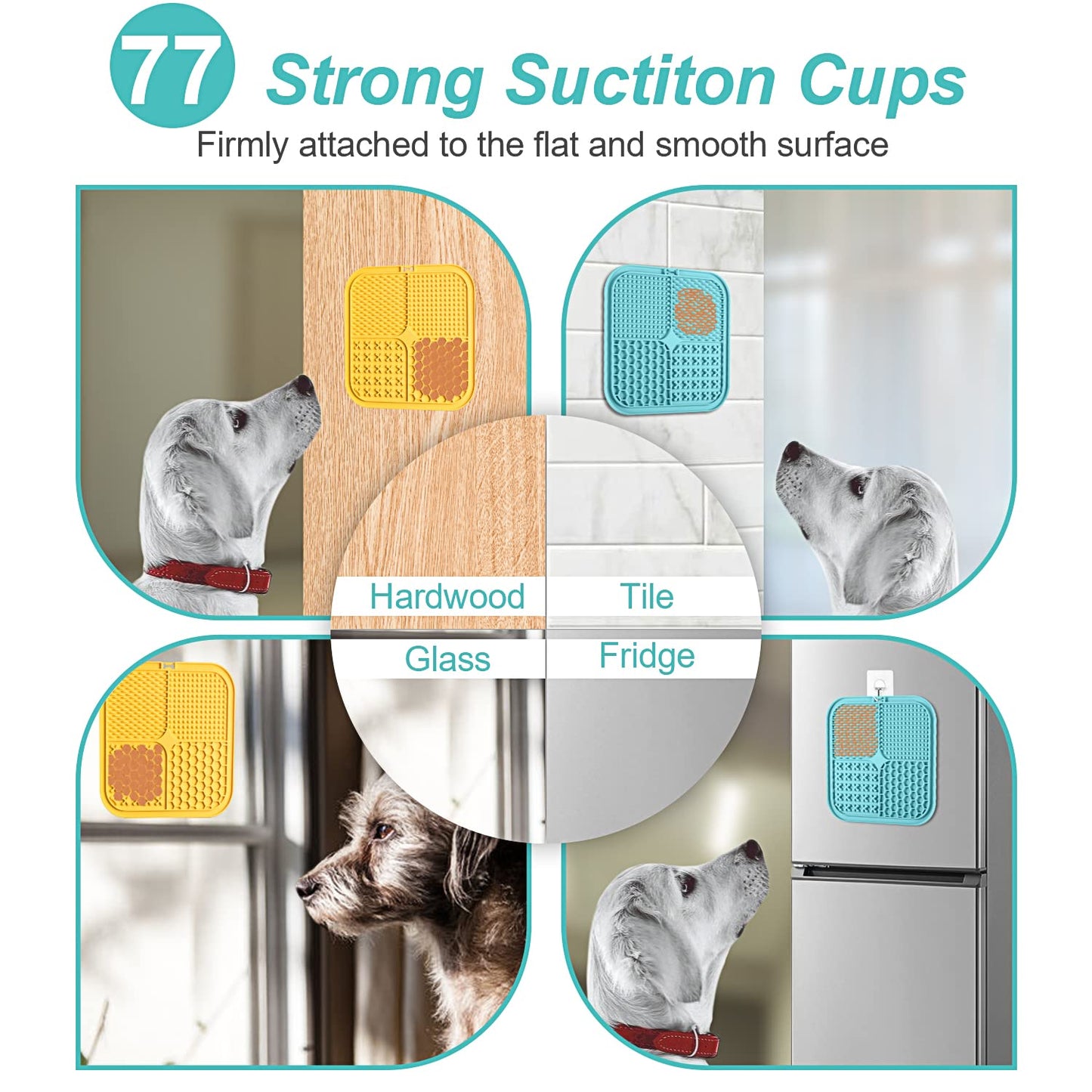 Lick Mat for Dogs (& Cats) 2 Pack with Suction Cups