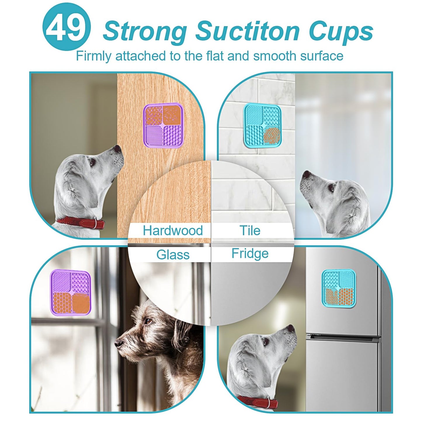 Lick Mat for Dogs (& Cats) 2 Pack with Suction Cups