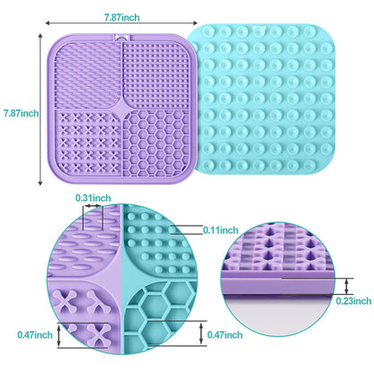 Lick Mat for Dogs (& Cats) 2 Pack with Suction Cups