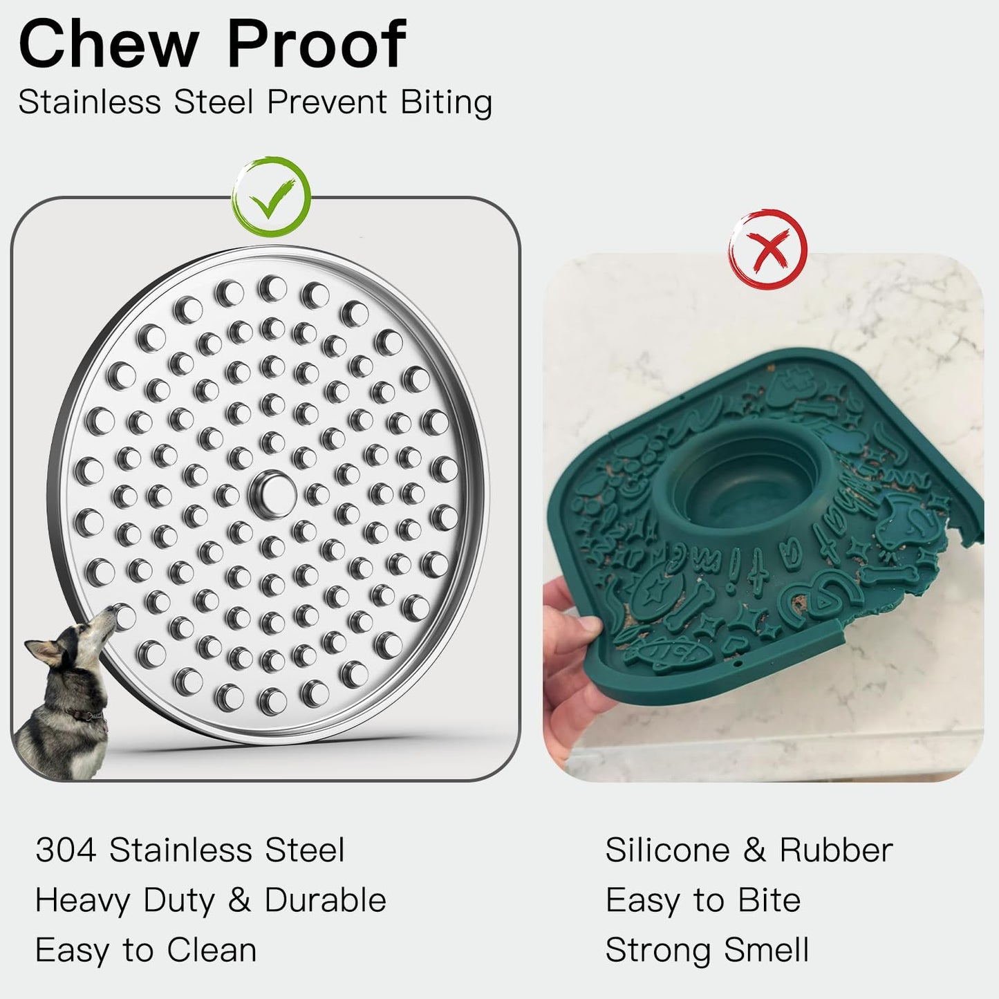 1 or 2 Pack Stainless Steel Large Chew-Proof Lick Mat and Slow Feeder for Dogs & Cats with Non-Slip Heavy Duty Base