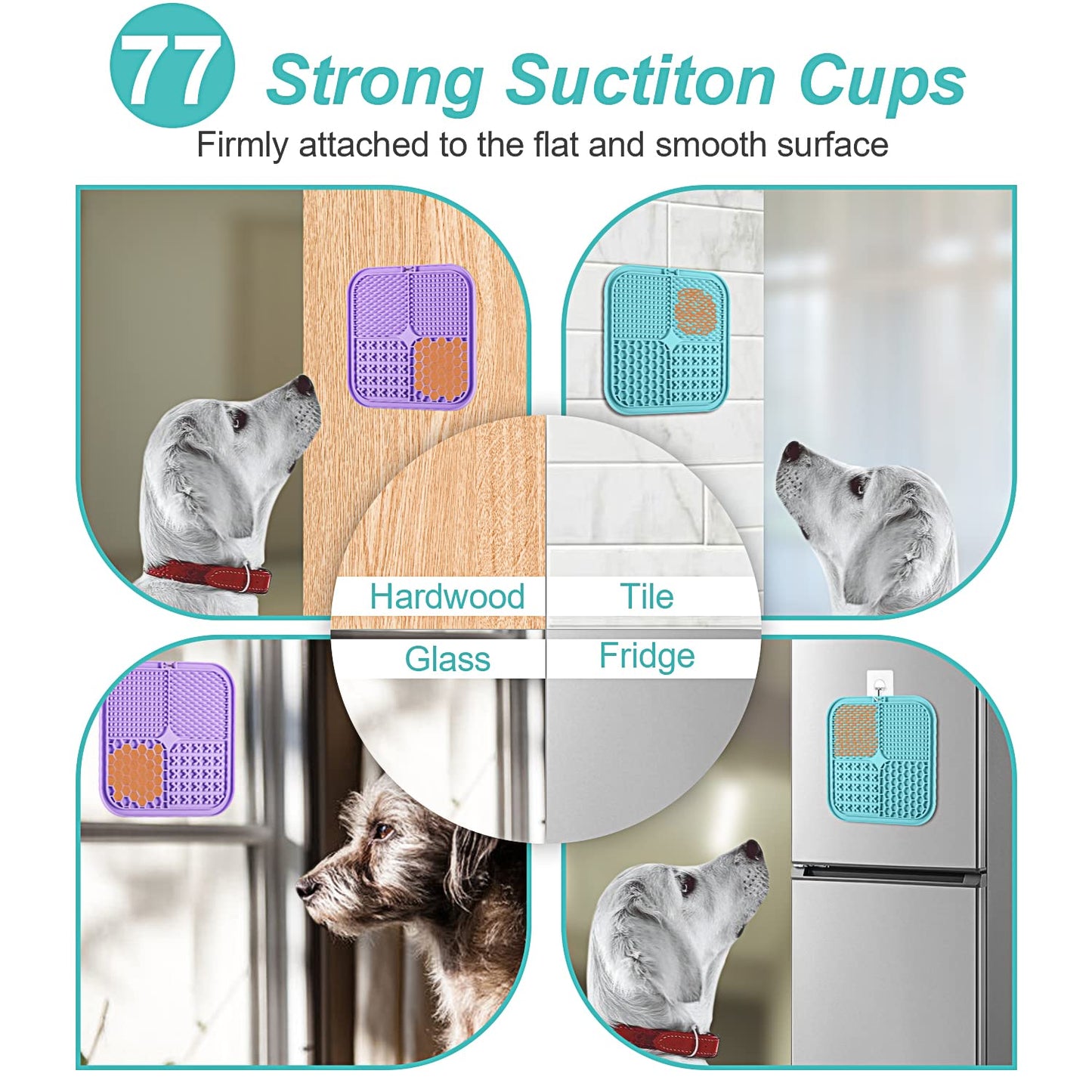 Lick Mat for Dogs (& Cats) 2 Pack with Suction Cups