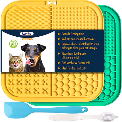 Lick Mat for Dogs (& Cats) 2 Pack with Suction Cups