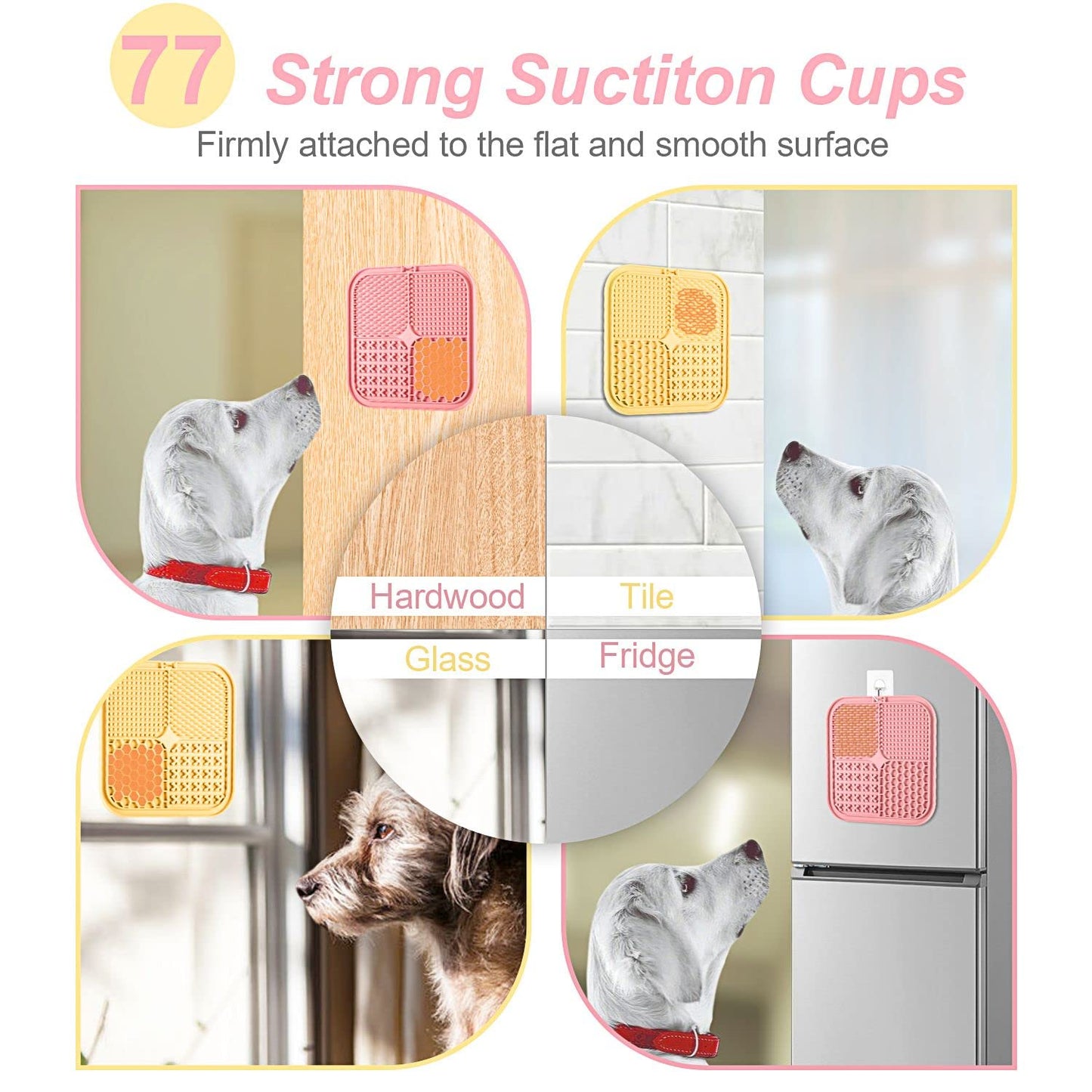Lick Mat for Dogs (& Cats) 2 Pack with Suction Cups