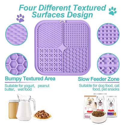 Lick Mat for Dogs (& Cats) 2 Pack with Suction Cups