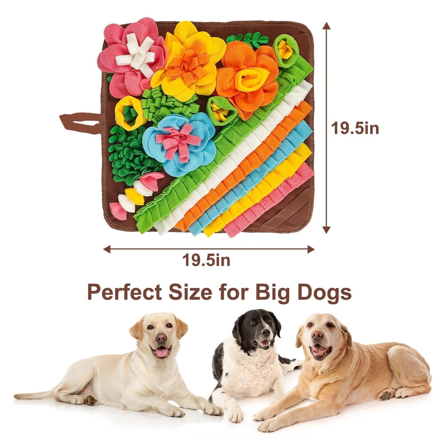 Snuffle Mat Puzzle Toy for Large or Medium Dogs - Slow Feeder, Reduce Boredom, Mental Stimulation.  Fun Foraging Mat