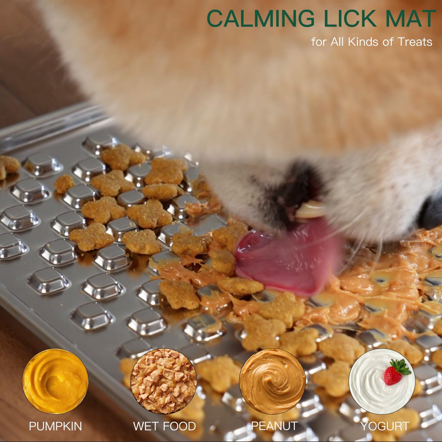 1 or 2 Pack Stainless Steel Large Chew-Proof Lick Mat and Slow Feeder for Dogs & Cats with Non-Slip Heavy Duty Base