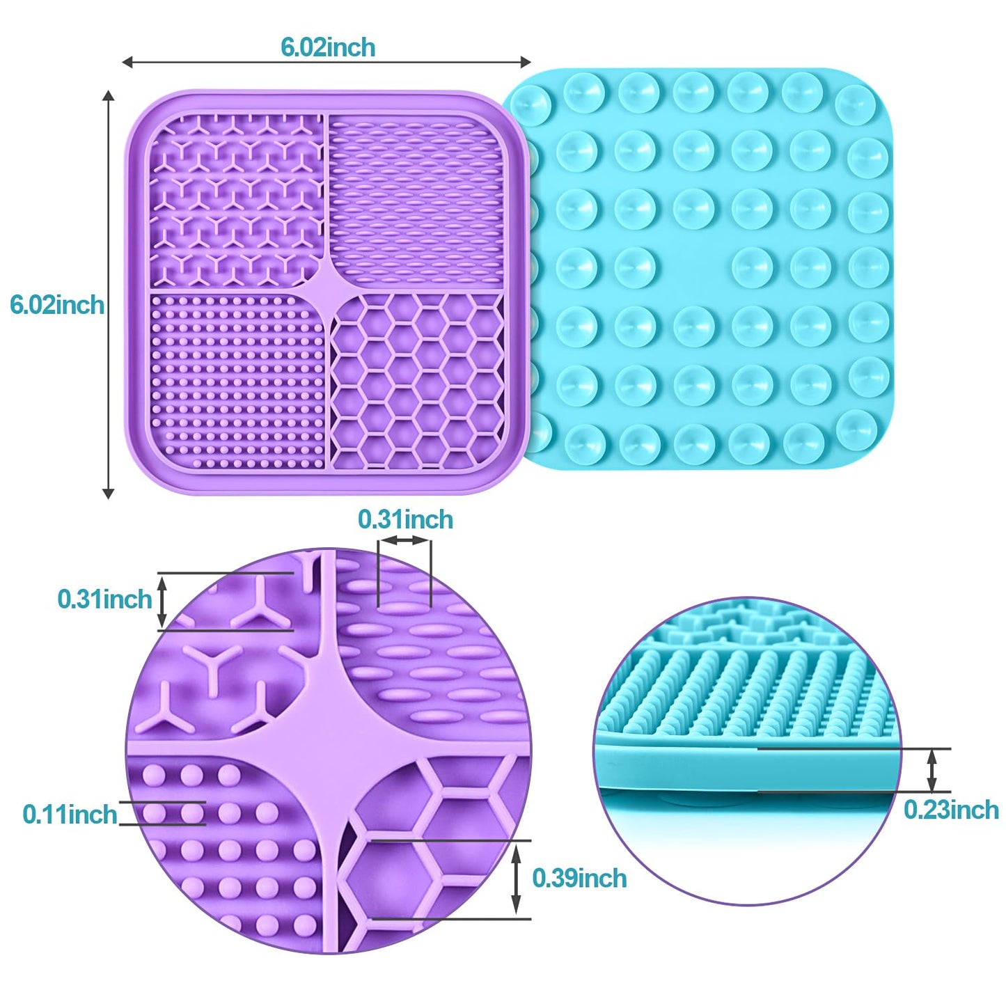 Lick Mat for Dogs (& Cats) 2 Pack with Suction Cups