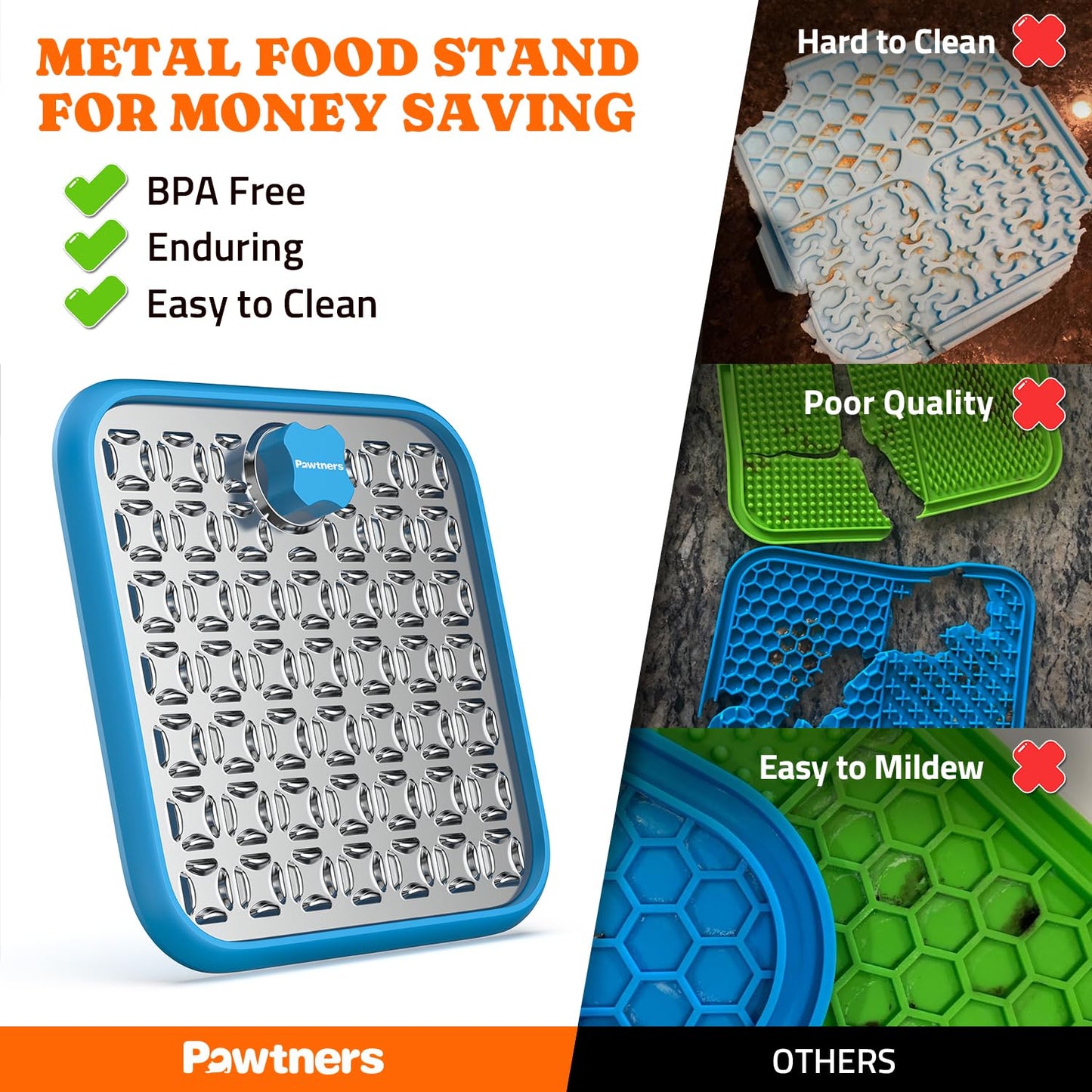 2 Pack Stainless Steel Lick Mat or Slow Feeder Mat for Boredom & Anxiety Reduction, Crate Lick Mat, Bathing Grooming, Slow Feeding, for Large Breed Dogs and Cats