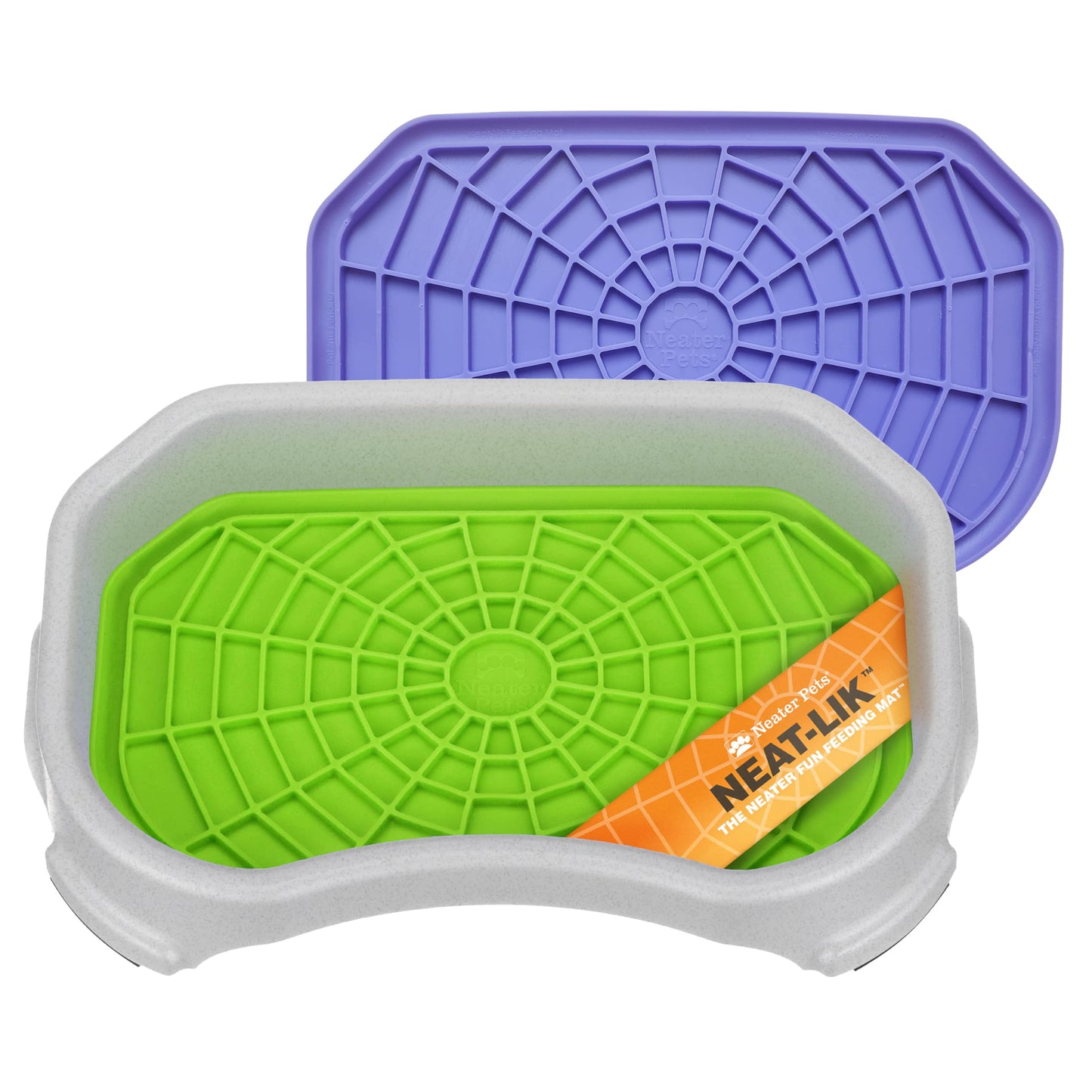 Dog Interactive Treat Licking Mat with Mess-Proof Tray (Purple & Green/Gunmetal)