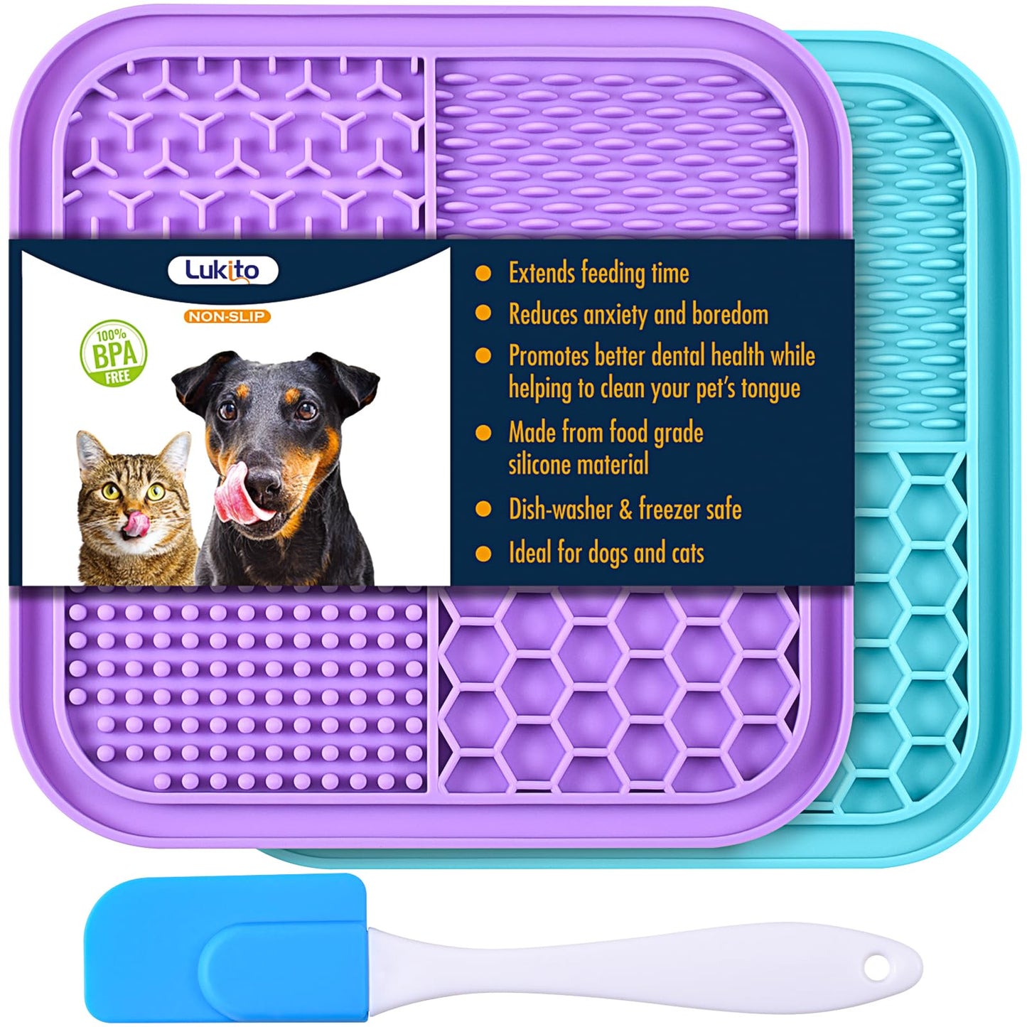 Lick Mat for Dogs (& Cats) 2 Pack with Suction Cups
