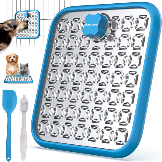 2 Pack Stainless Steel Lick Mat or Slow Feeder Mat for Boredom & Anxiety Reduction, Crate Lick Mat, Bathing Grooming, Slow Feeding, for Large Breed Dogs and Cats