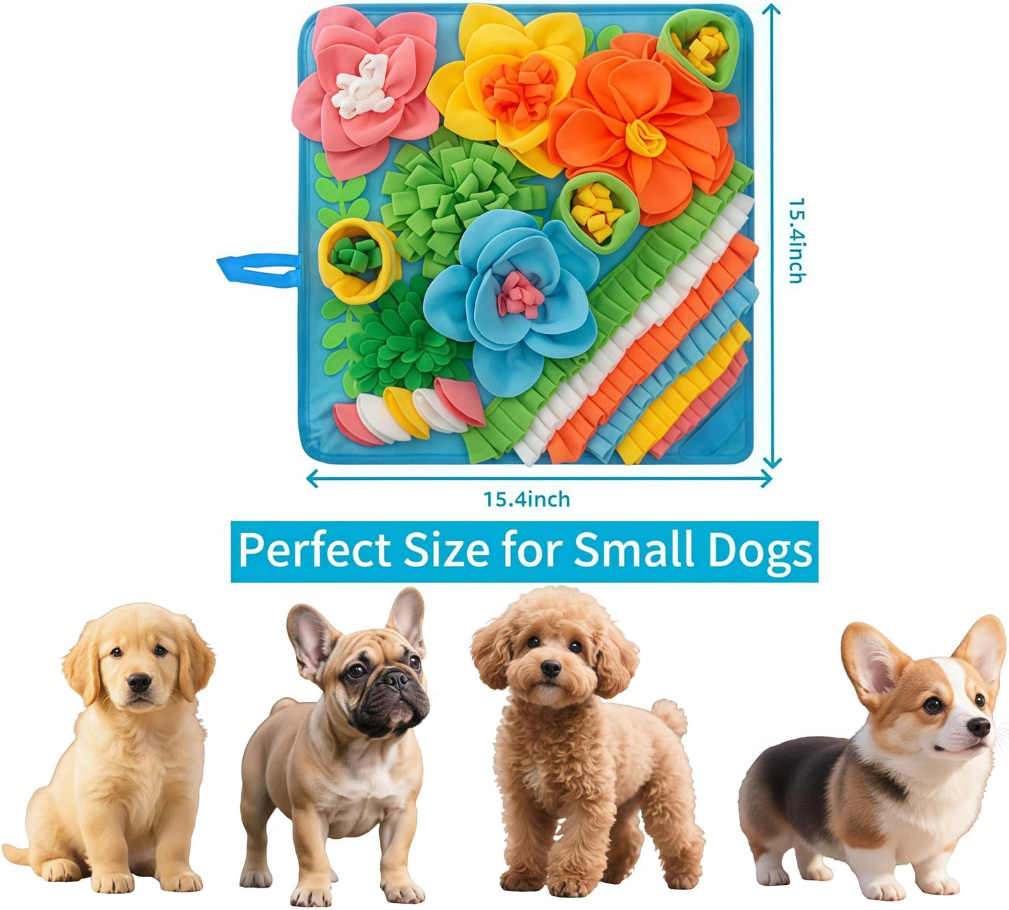Snuffle Mat Puzzle Toy for Large or Medium Dogs - Slow Feeder, Reduce Boredom, Mental Stimulation.  Fun Foraging Mat