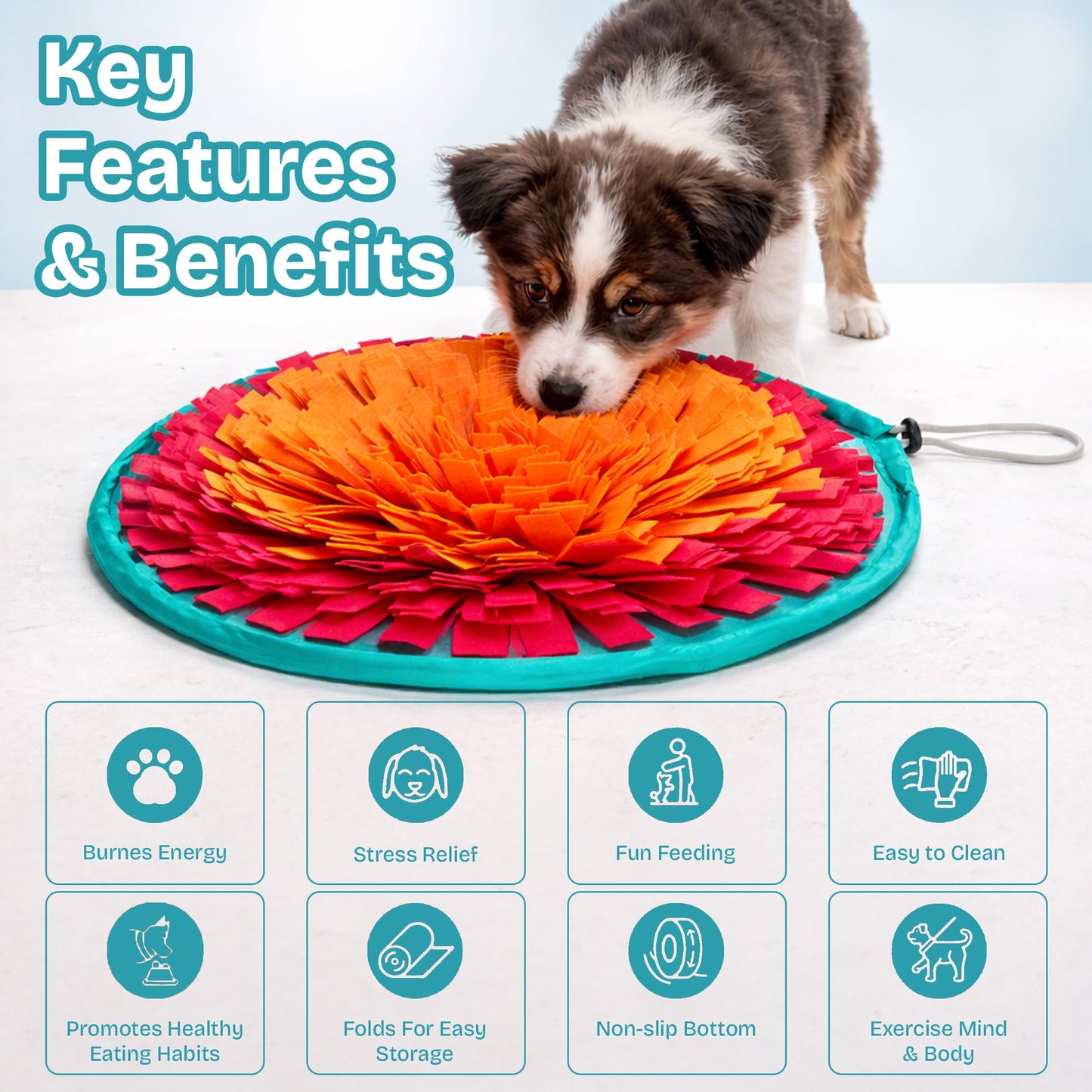 Travel-Friendly Snuffle Mat Encourages Foraging. Crafted for Daily Enrichment. Dog sniff mat features for slow eating habits (Rose Red Orange).