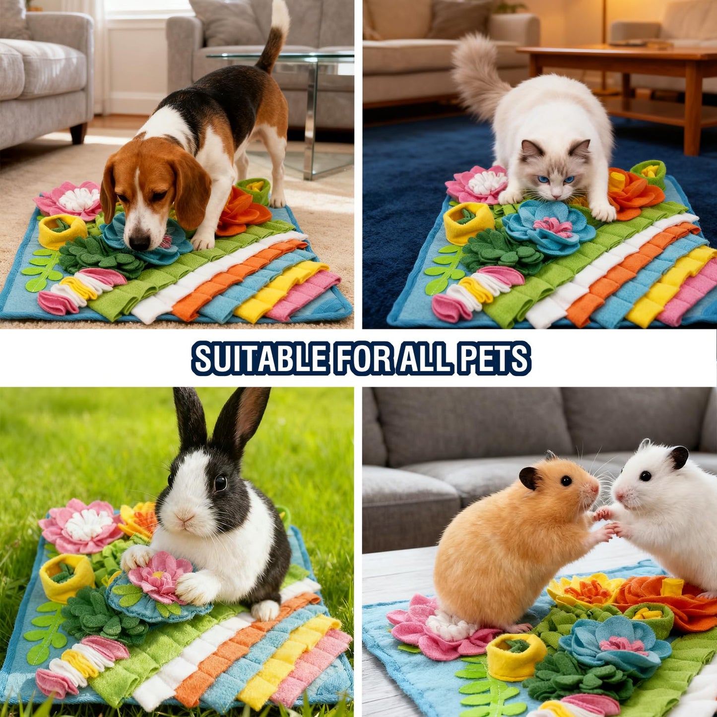 Slow Feeding Puzzle Snuffle Mat for Small & Medium Dogs. Sniff Mat for Mental Stimulating Scent Stimulation. Portable Durable Pet Food Mat (Tulip Style).