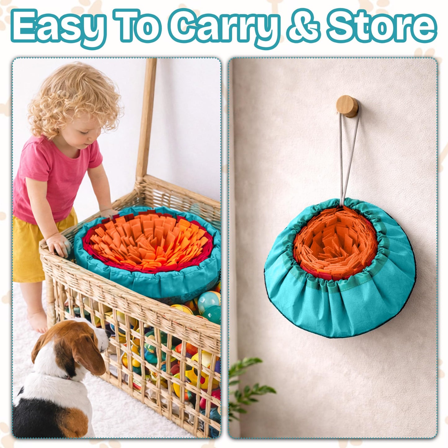 Travel-Friendly Snuffle Mat Encourages Foraging. Crafted for Daily Enrichment. Dog sniff mat features for slow eating habits (Rose Red Orange).