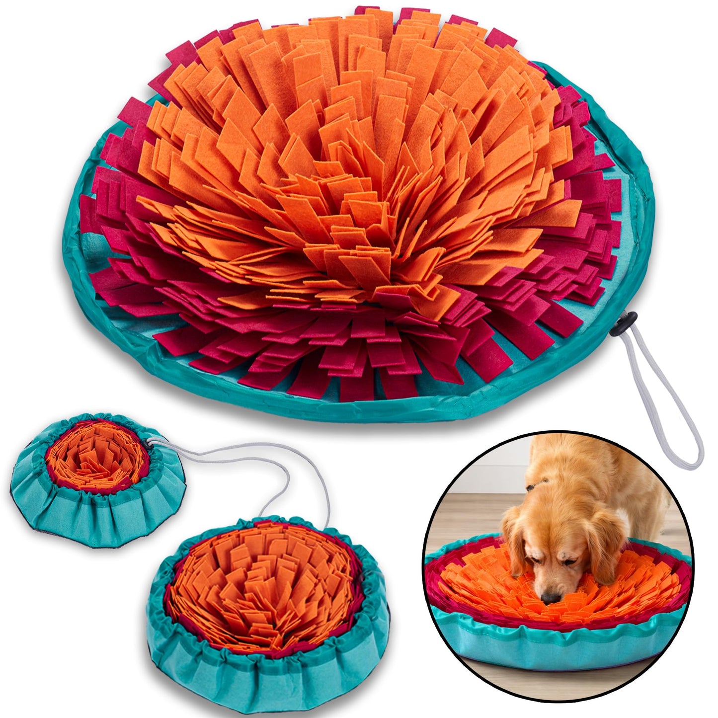 Travel-Friendly Snuffle Mat Encourages Foraging. Crafted for Daily Enrichment. Dog sniff mat features for slow eating habits (Rose Red Orange).