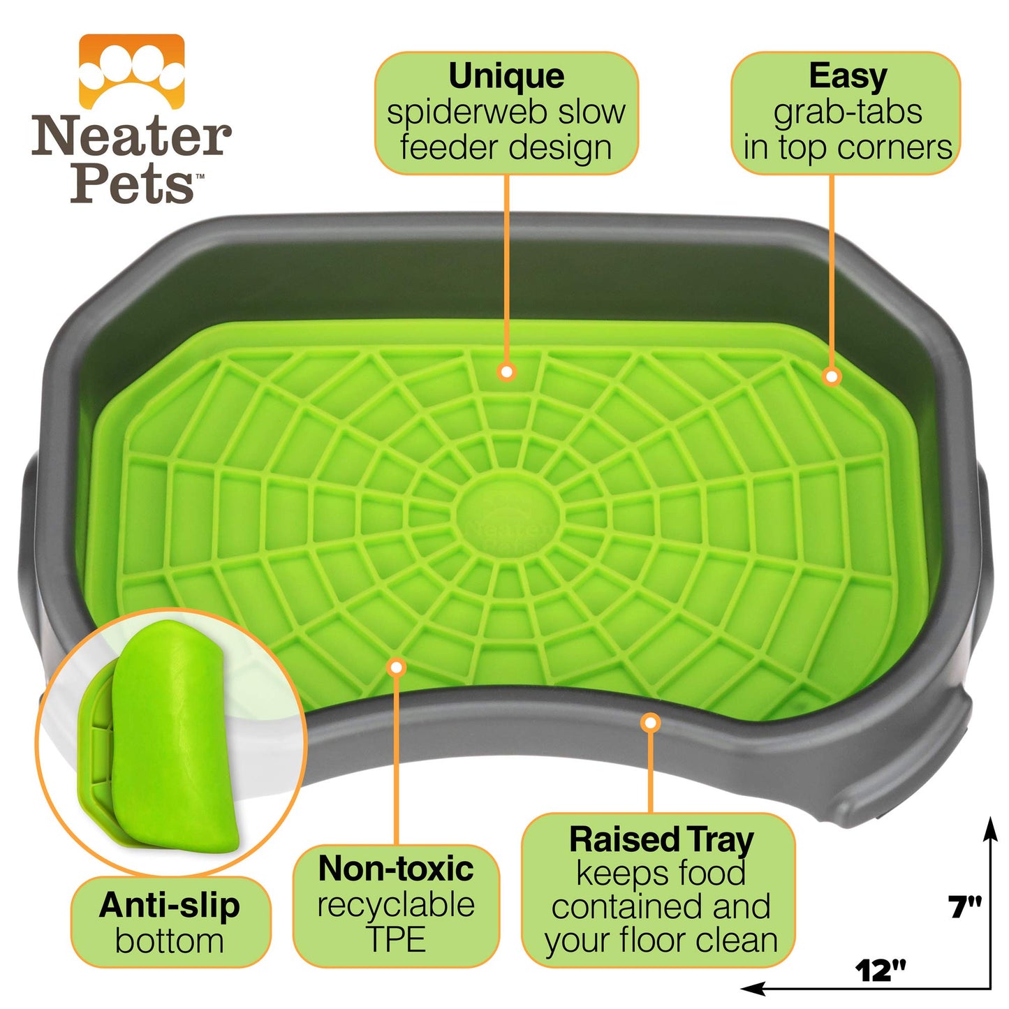 Dog Interactive Treat Licking Mat with Mess-Proof Tray (Purple & Green/Gunmetal)