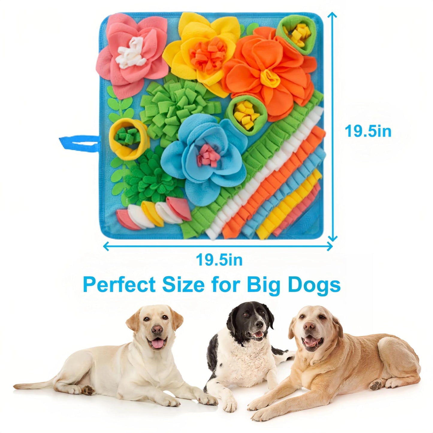Snuffle Mat Puzzle Toy for Large or Medium Dogs - Slow Feeder, Reduce Boredom, Mental Stimulation.  Fun Foraging Mat