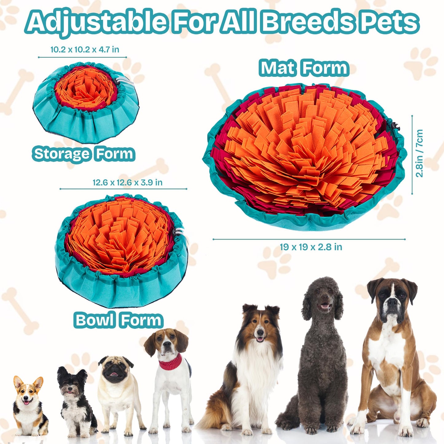 Travel-Friendly Snuffle Mat Encourages Foraging. Crafted for Daily Enrichment. Dog sniff mat features for slow eating habits (Rose Red Orange).