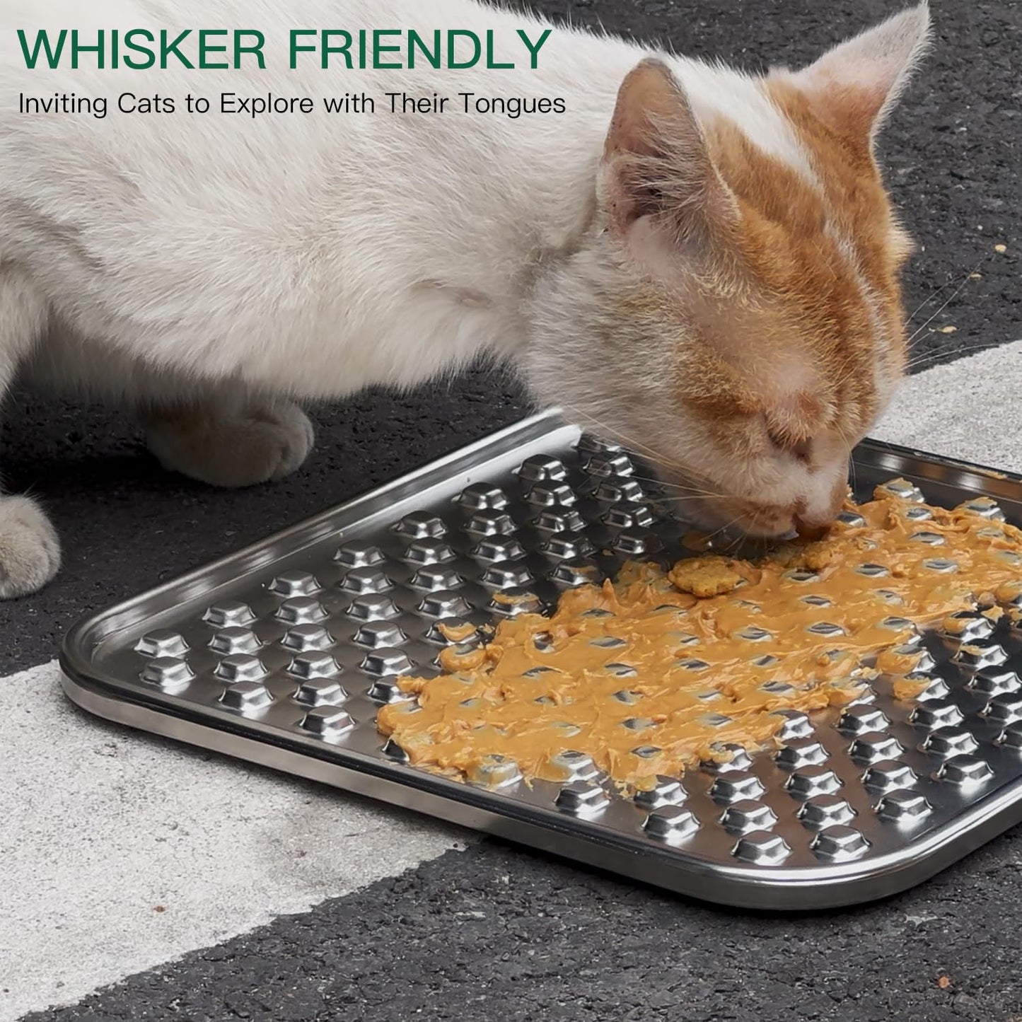 1 or 2 Pack Stainless Steel Large Chew-Proof Lick Mat and Slow Feeder for Dogs & Cats with Non-Slip Heavy Duty Base