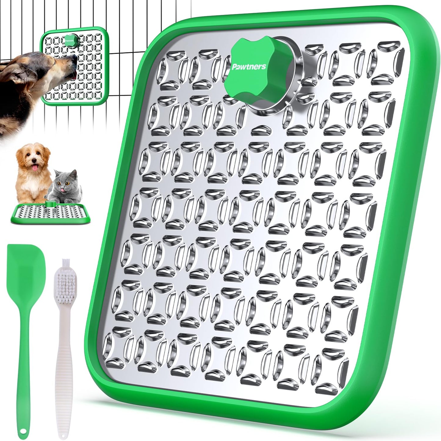 2 Pack Stainless Steel Lick Mat or Slow Feeder Mat for Boredom & Anxiety Reduction, Crate Lick Mat, Bathing Grooming, Slow Feeding, for Large Breed Dogs and Cats