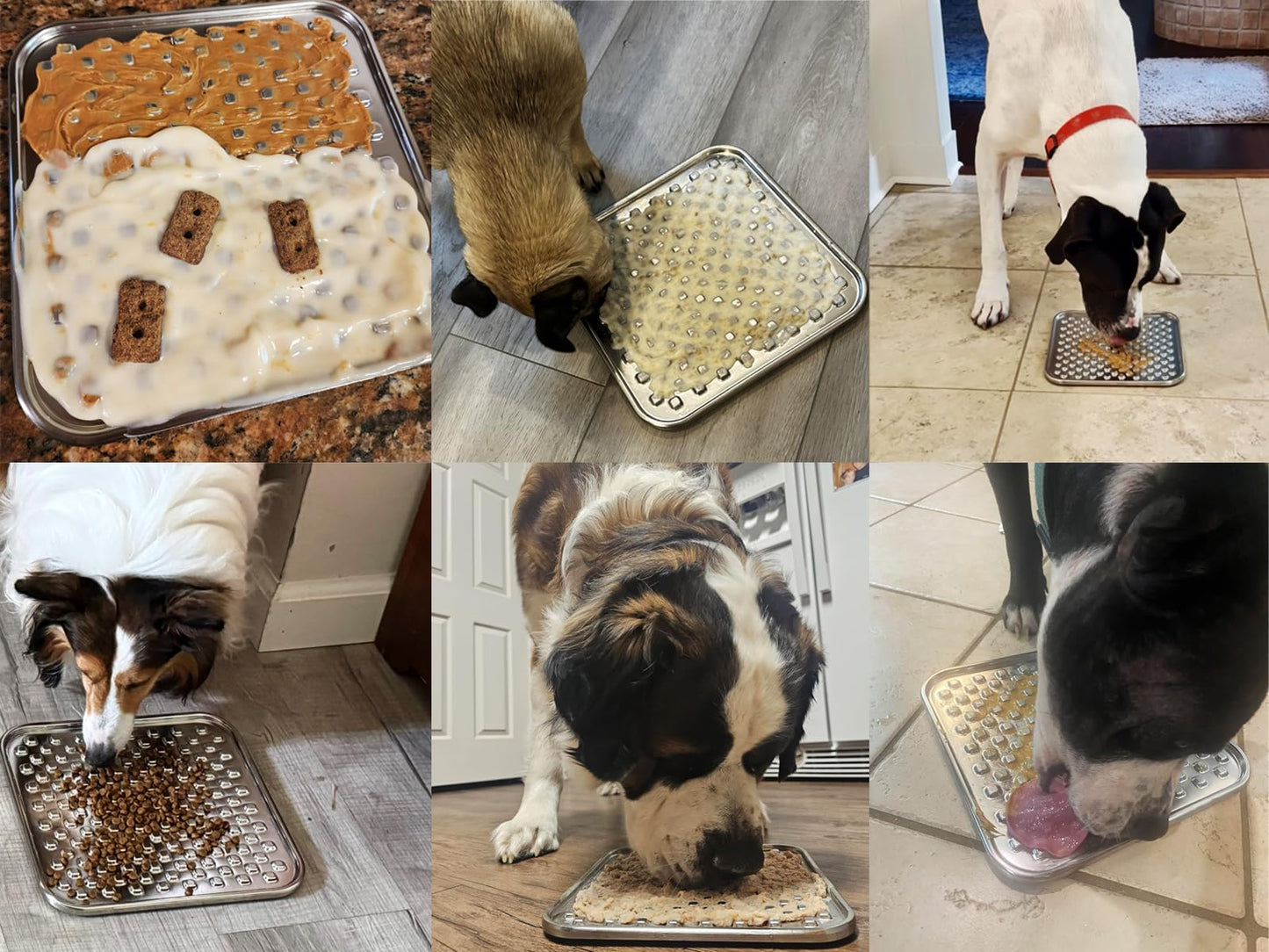 1 or 2 Pack Stainless Steel Large Chew-Proof Lick Mat and Slow Feeder for Dogs & Cats with Non-Slip Heavy Duty Base