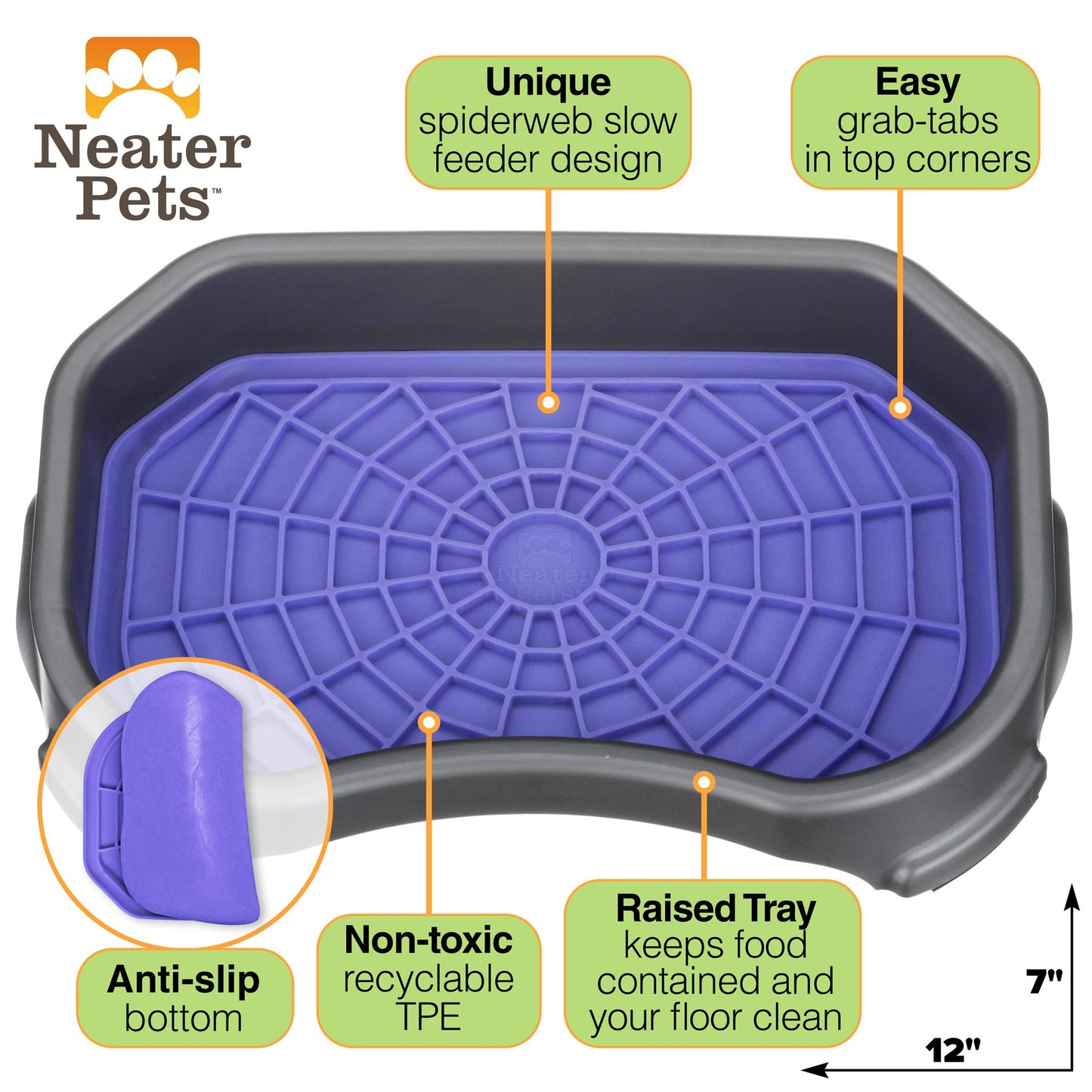 Dog Interactive Treat Licking Mat with Mess-Proof Tray (Purple & Green/Gunmetal)