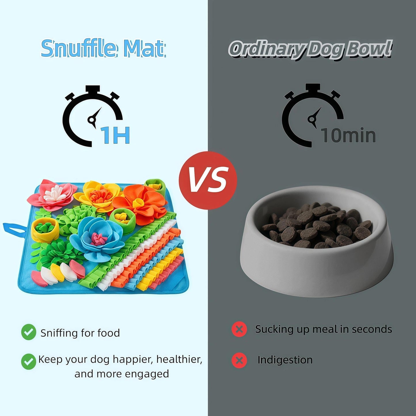 Snuffle Mat Puzzle Toy for Large or Medium Dogs - Slow Feeder, Reduce Boredom, Mental Stimulation.  Fun Foraging Mat