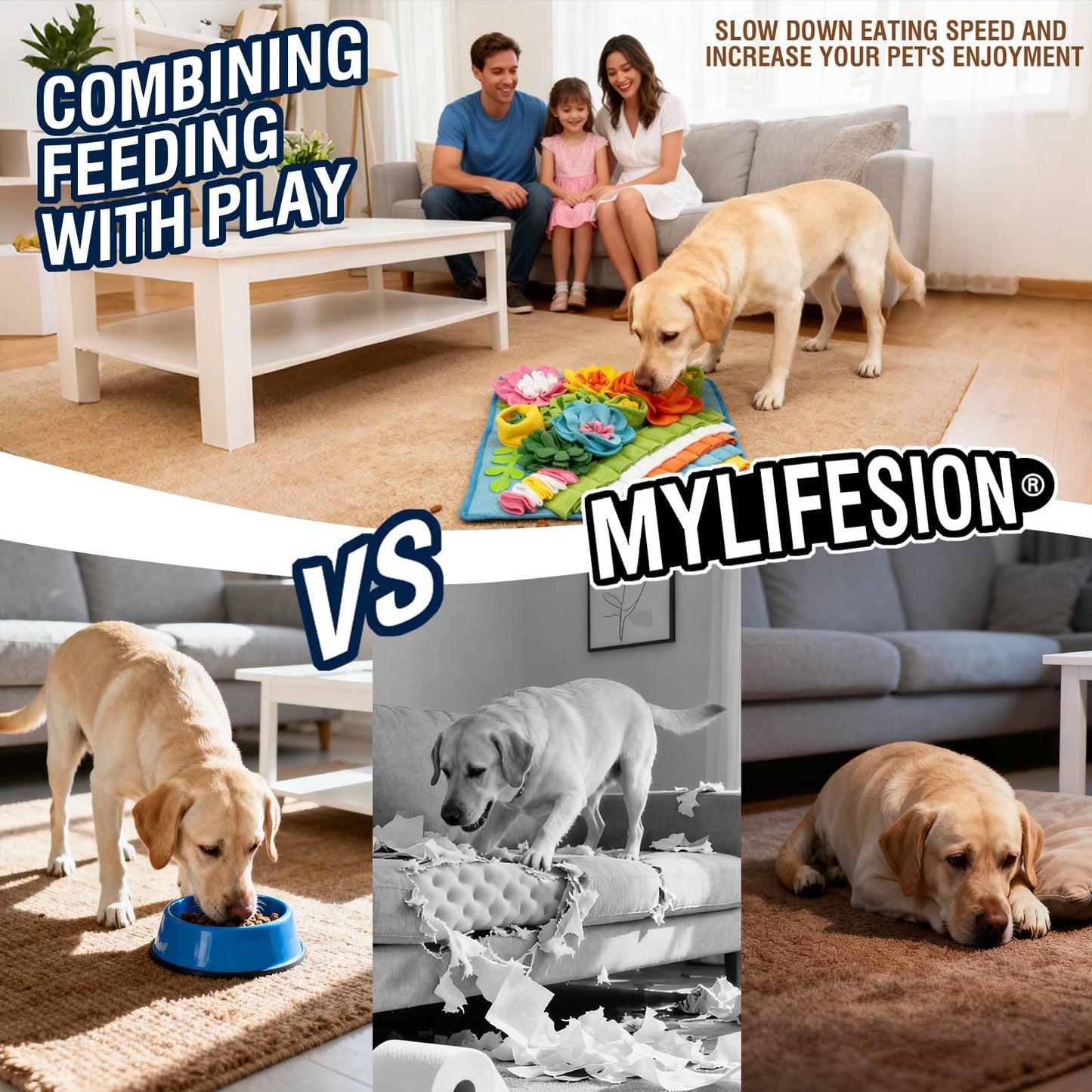 Slow Feeding Puzzle Snuffle Mat for Small & Medium Dogs. Sniff Mat for Mental Stimulating Scent Stimulation. Portable Durable Pet Food Mat (Tulip Style).