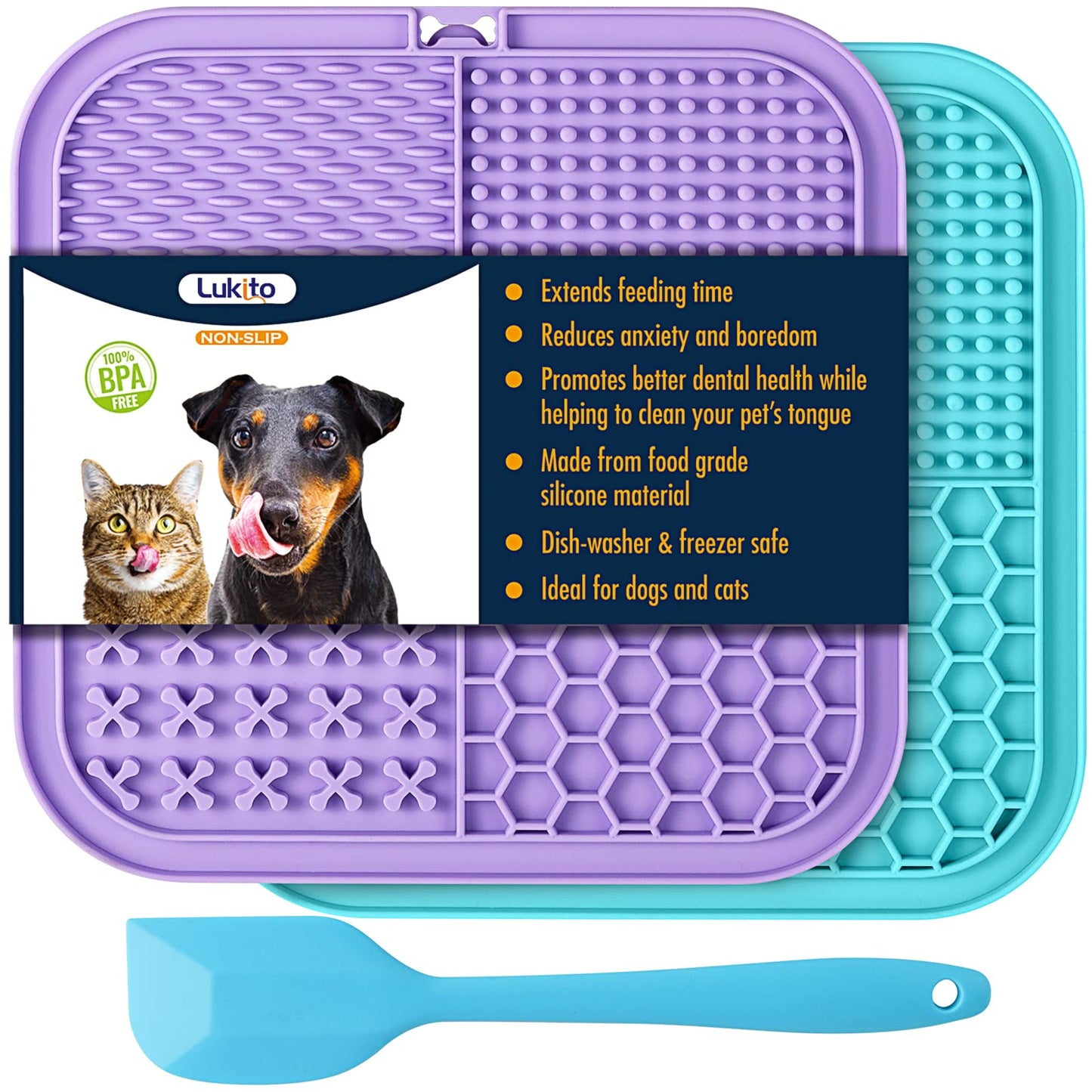 Lick Mat for Dogs (& Cats) 2 Pack with Suction Cups