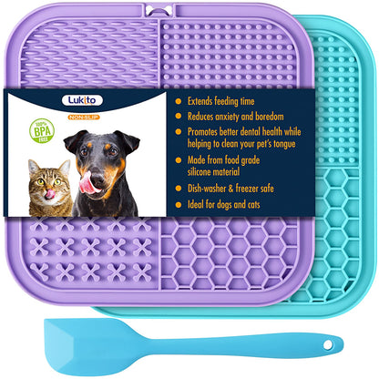 Lick Mat for Dogs (& Cats) 2 Pack with Suction Cups