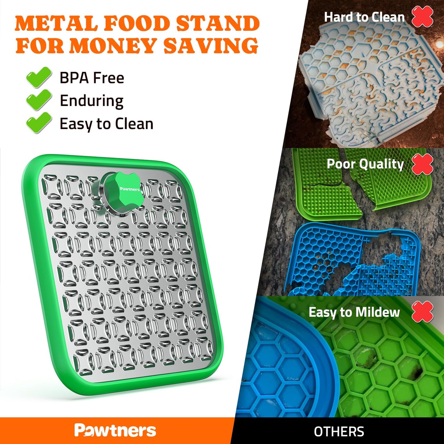 2 Pack Stainless Steel Lick Mat or Slow Feeder Mat for Boredom & Anxiety Reduction, Crate Lick Mat, Bathing Grooming, Slow Feeding, for Large Breed Dogs and Cats