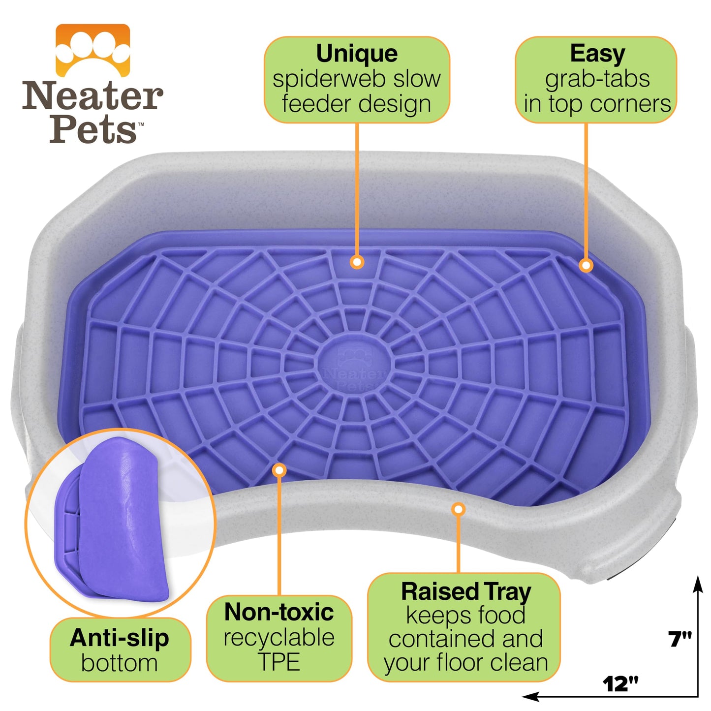 Dog Interactive Treat Licking Mat with Mess-Proof Tray (Purple & Green/Gunmetal)