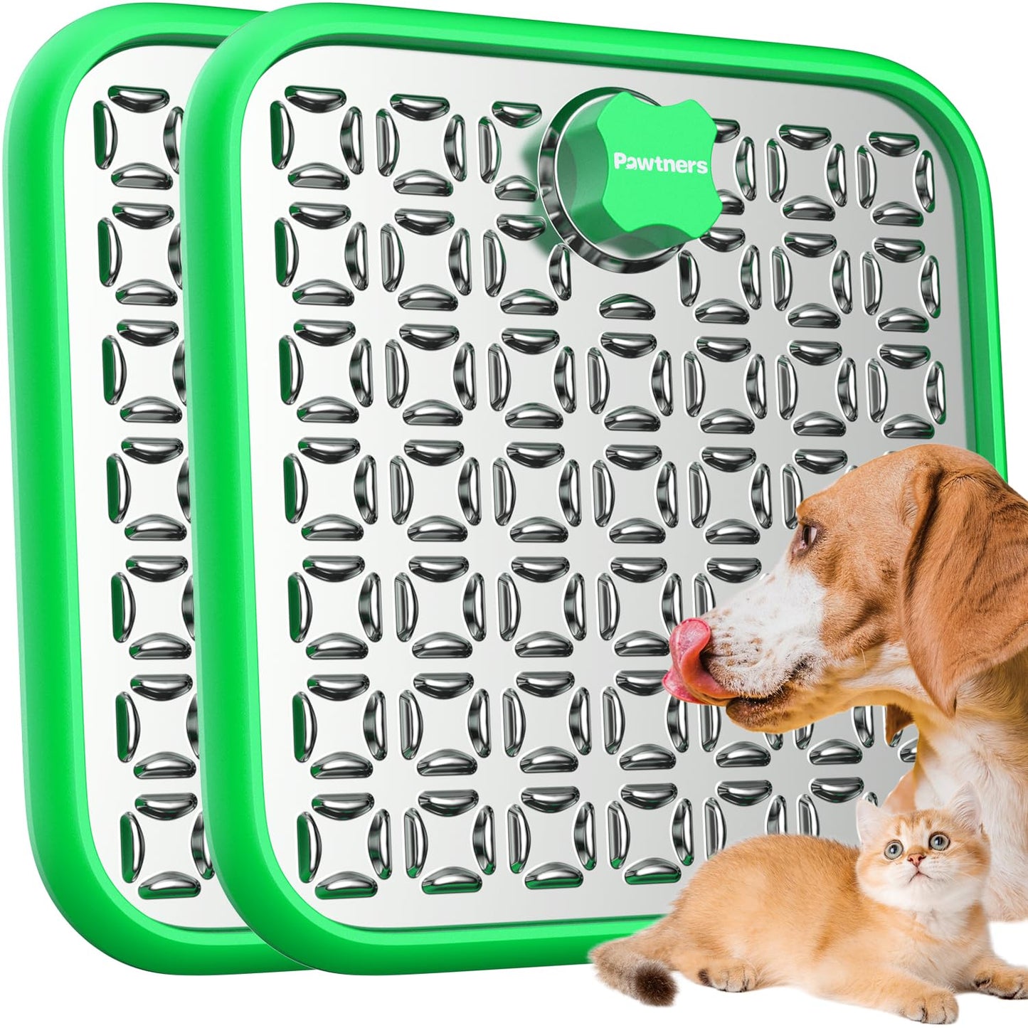 2 Pack Stainless Steel Lick Mat or Slow Feeder Mat for Boredom & Anxiety Reduction, Crate Lick Mat, Bathing Grooming, Slow Feeding, for Large Breed Dogs and Cats